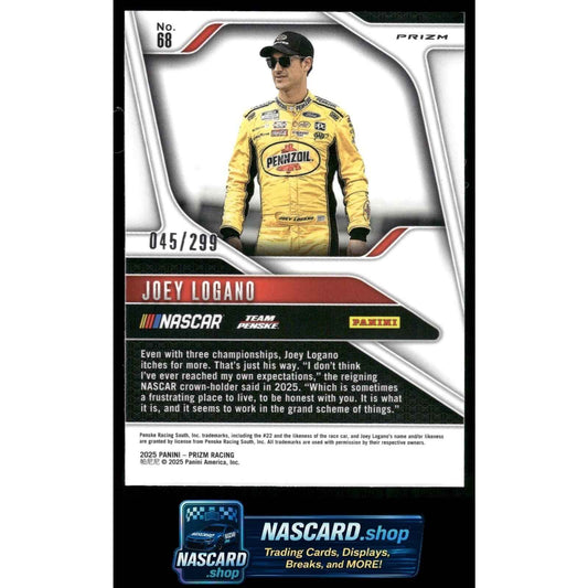 2025 Panini Prizm #68 Joey Logano Pulsar #/299