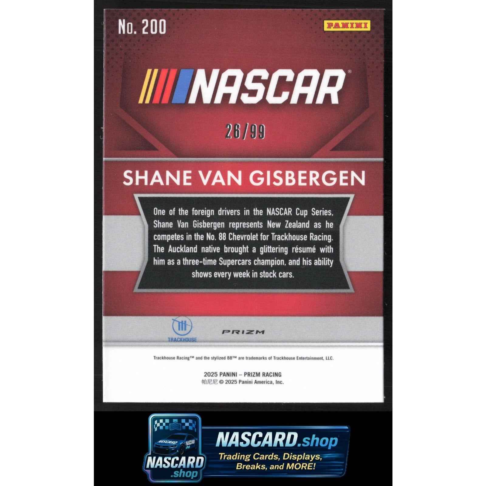 2025 Panini Prizm Throwback #200 Shane Van Gisbergen Purple #/99
