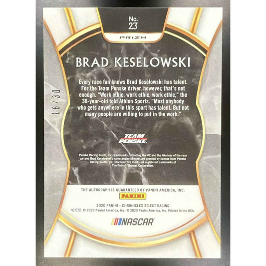 2020 Panini Chronicles Brad Keselowski #23 Select Auto 16/25