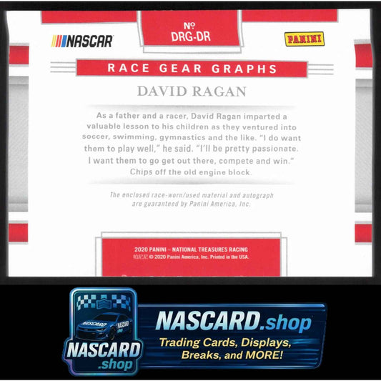 2020 Panini National Treasures David Ragan Dual Race Gear Graphs Holo Gold #/10