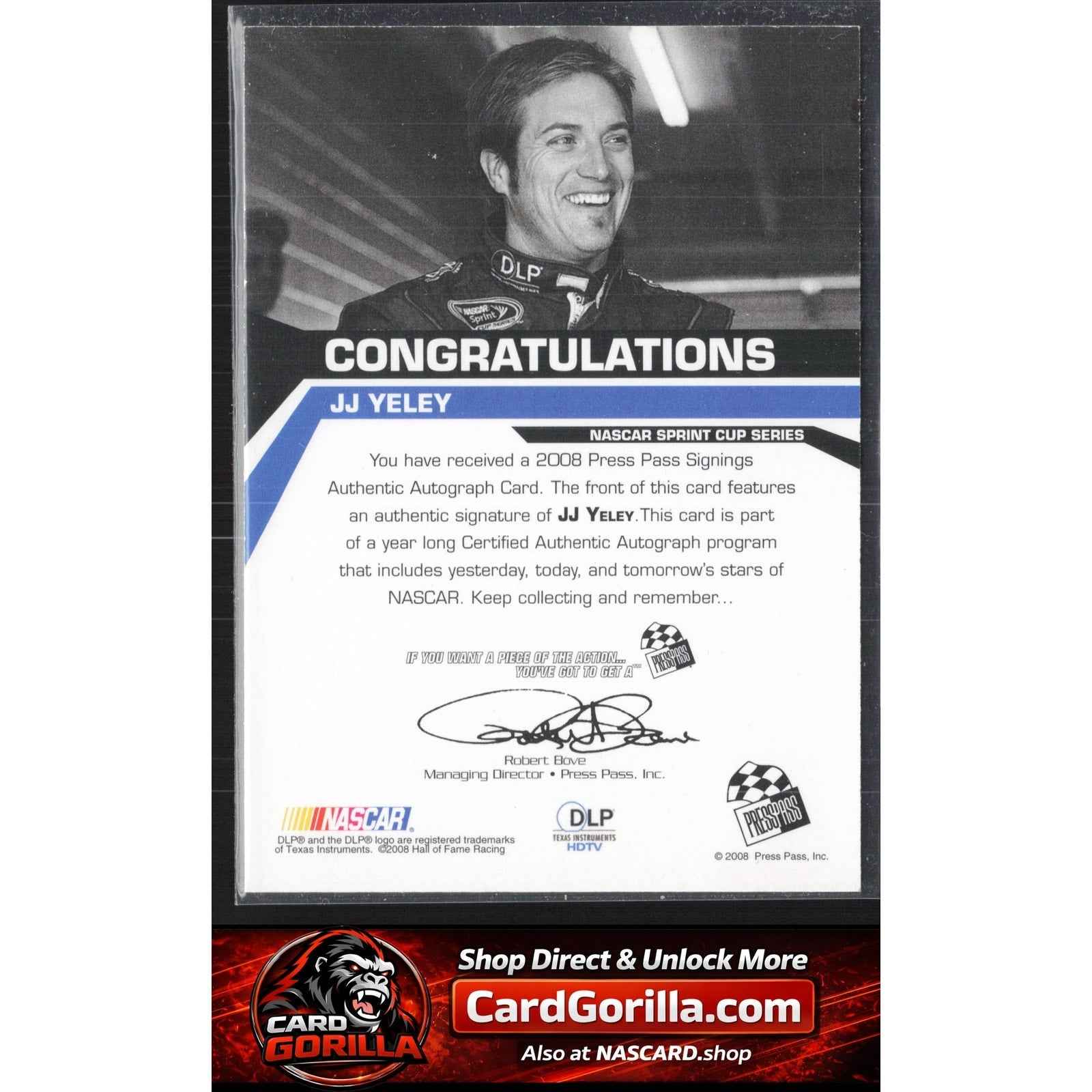 2008 Press Pass #NNO J.J. Yeley Signings Gold #/50