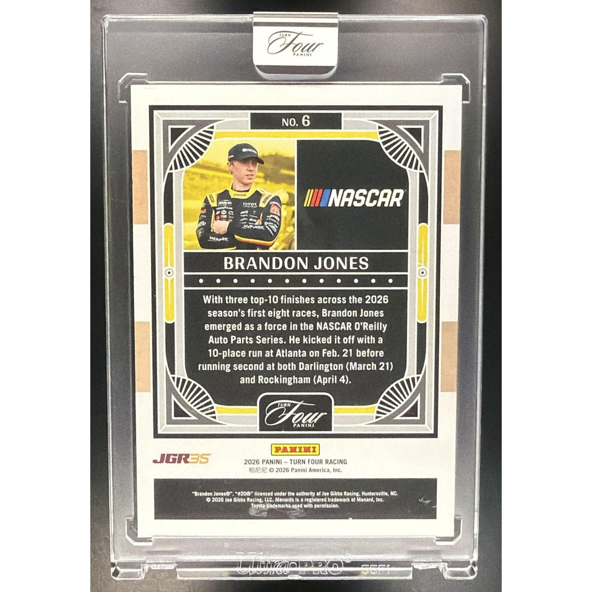 2026 Panini Turn Four Racing Brandon Jones #6 28/65