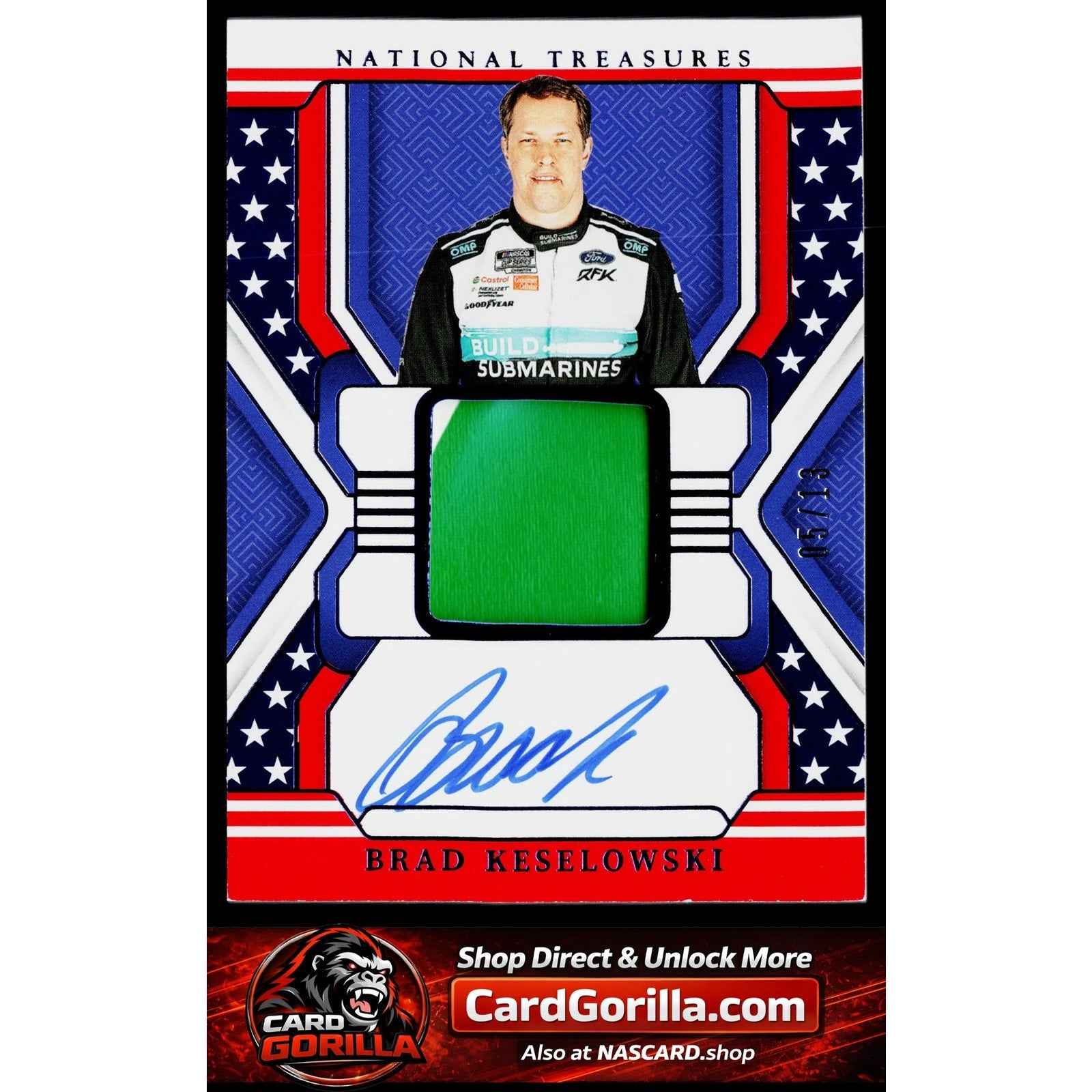 2025 National Treasures Brad Keselowski Premium Patches Stars and Stripes #/13