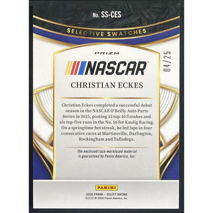 2026 Panini Select NASCAR Christian Eckes Selective Swatches Tie-Dye Prizms /25