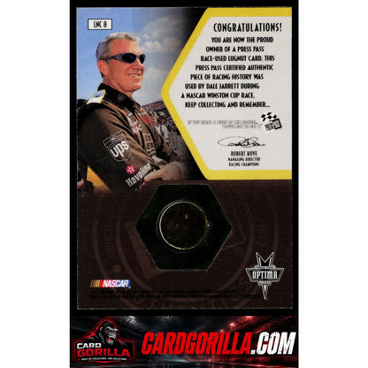 2002 Press Pass Optima #LNC 8 Dale Jarrett's Car Race Used Lugnuts Cars #/100
