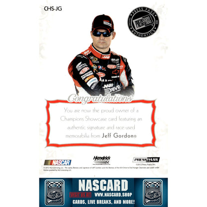 2012 Press Pass Showcase #CHS-JG Jeff Gordon Champions Showcase Ink Gold #/25 - NASCARD.shop