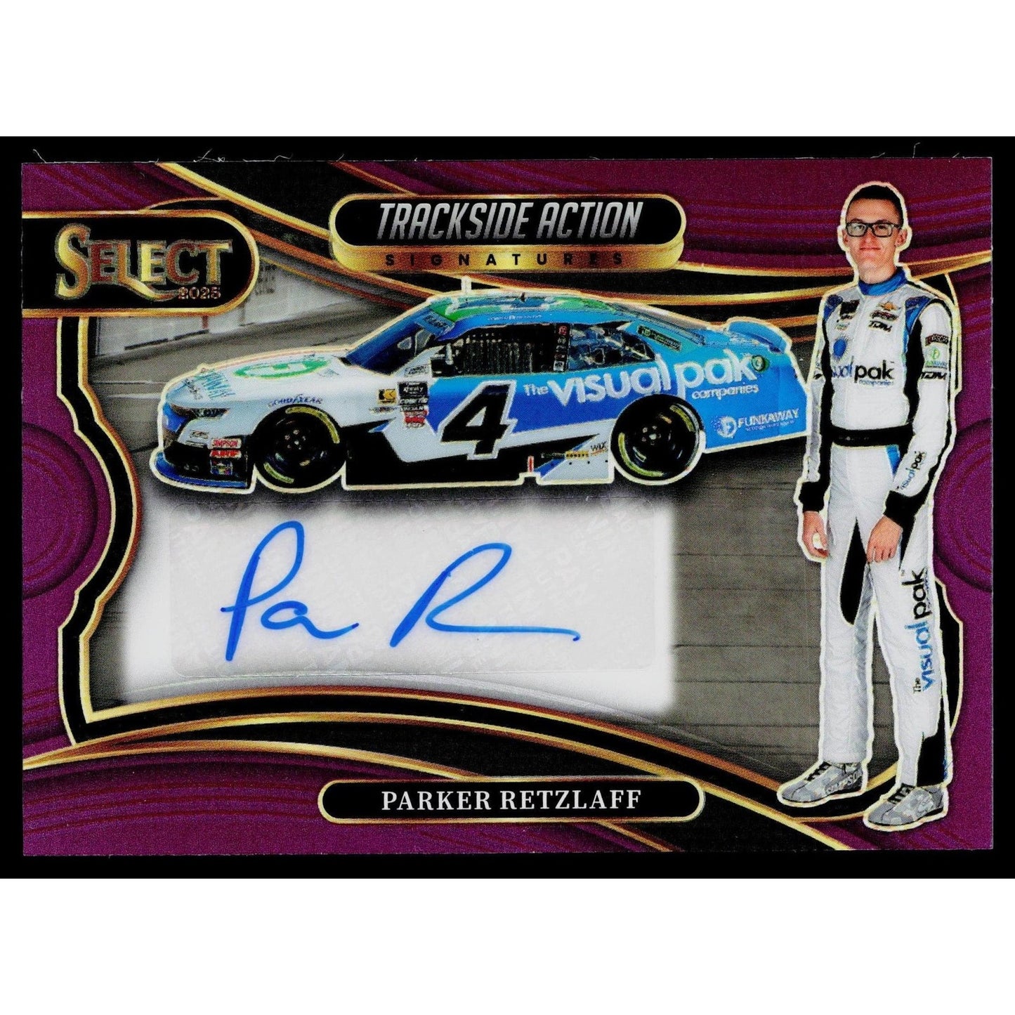 2025 Select Parker Retzlaff Trackside Action Signatures Purple Prizms #/49