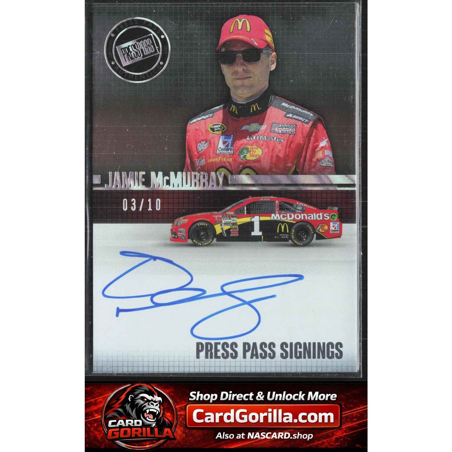 2015 Press Pass Cup Chase Jamie McMurray Press Pass Signings Melting #/10