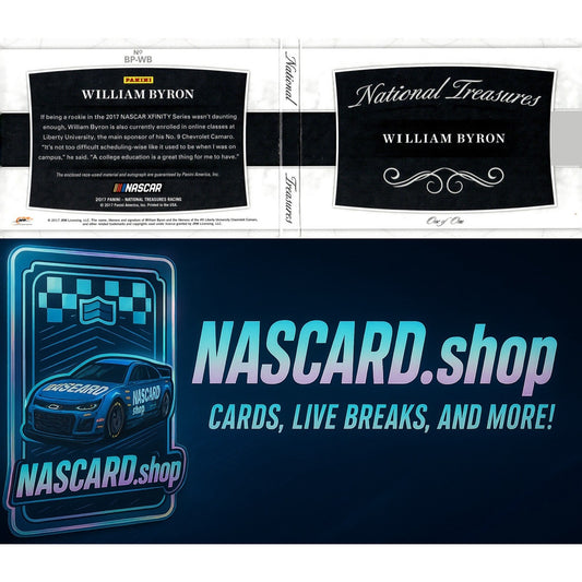 2017 National Treasures William Byron Liberty University Rookie Booklet #1/1 - NASCARD.shop