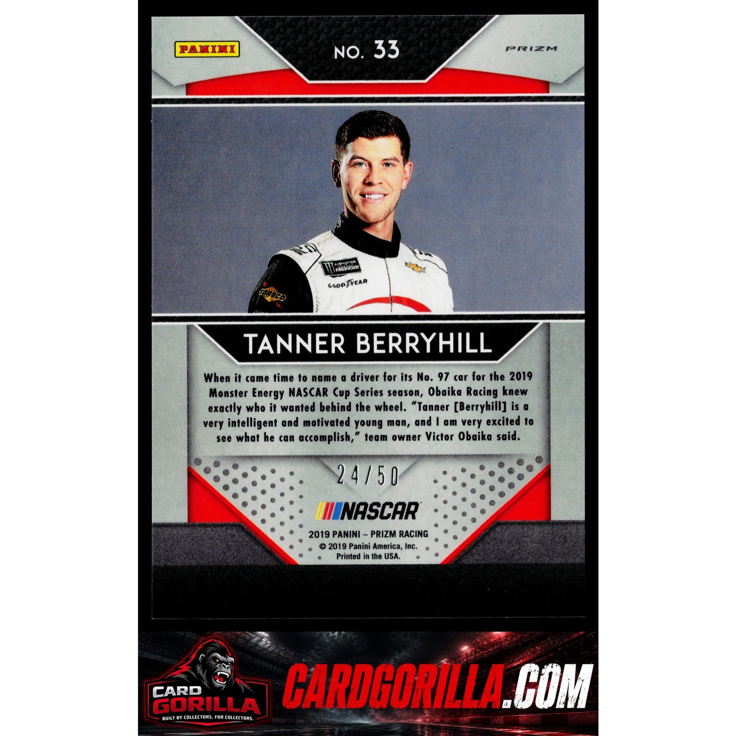 2019 Panini Prizm #33 Tanner Berryhill Red #/50