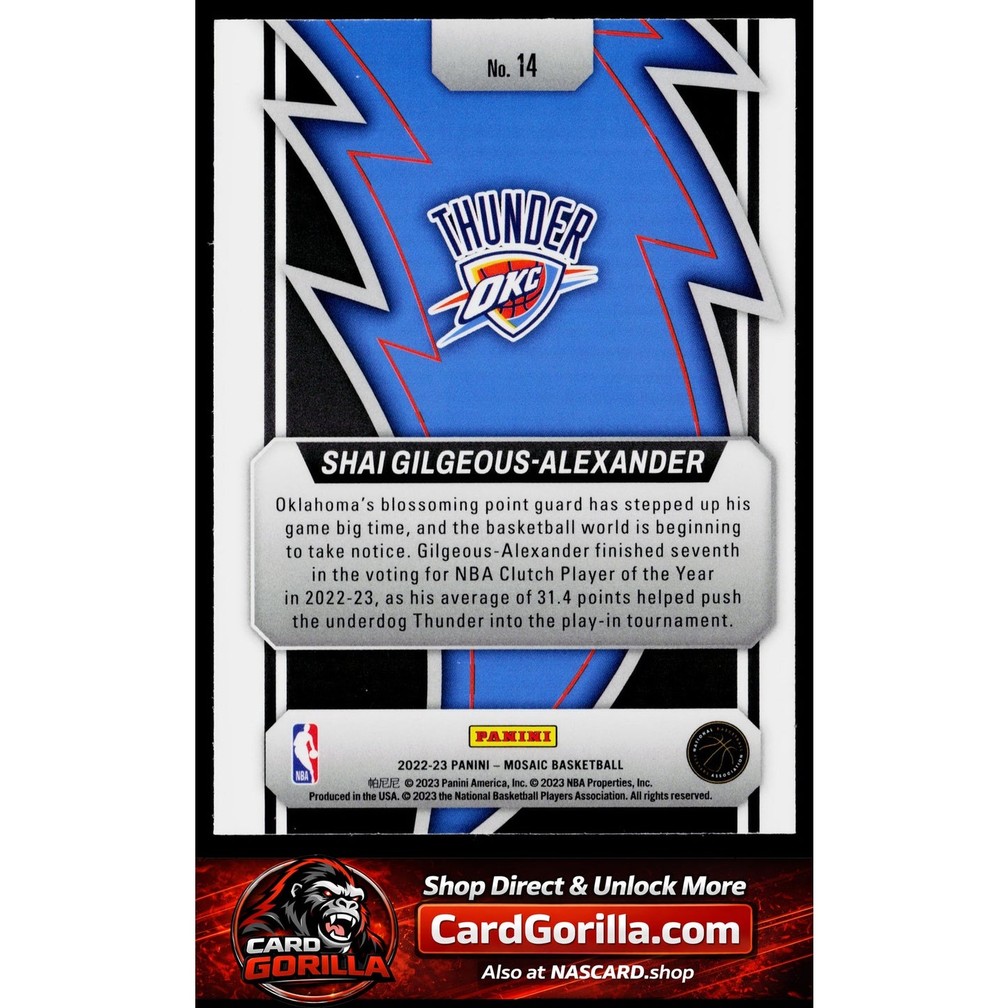 2022-23 Panini Mosaic #14 Shai Gilgeous-Alexander Thunder Road