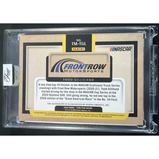 2025 Panini Turn Four NASCAR Todd Gilliland Center Stage Signatures Blue /49