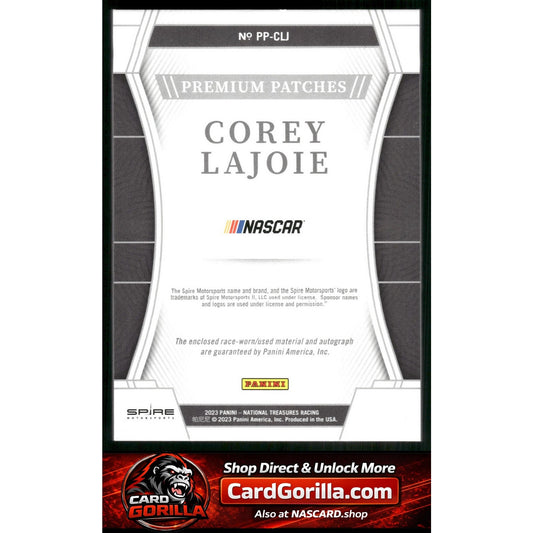 2023 Panini National Treasures Corey LaJoie Premium Patches Green #/3