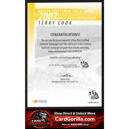2007 Press Pass #NNO Terry Cook Autographs