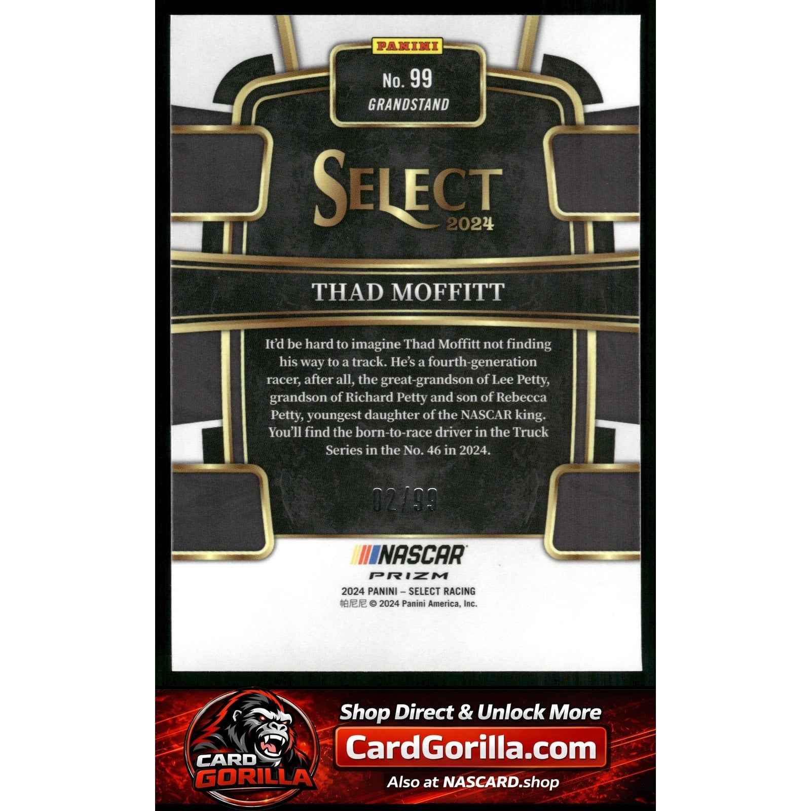 2024 Panini Select #99 Thad Moffitt White Prizms #/99