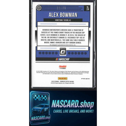 2019 Donruss #24 Alex Bowman Optic Signatures Holo #/75