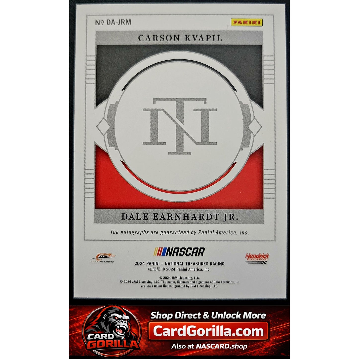 2024 National Treasures Dale Earnhardt Jr Carson Kvapil Dual Autographs 01/25
