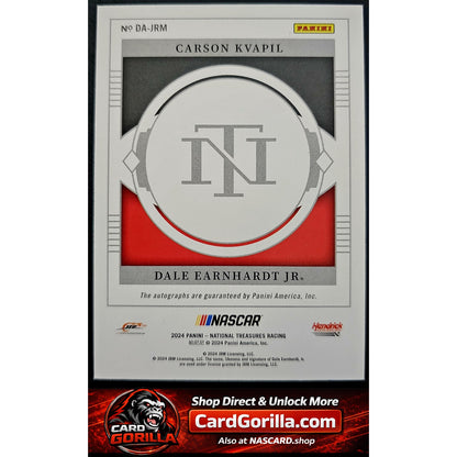 2024 National Treasures Dale Earnhardt Jr Carson Kvapil Dual Autographs 01/25