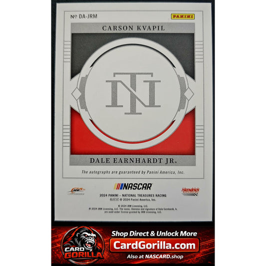 2024 National Treasures Dale Earnhardt Jr Carson Kvapil Dual Autographs 01/25