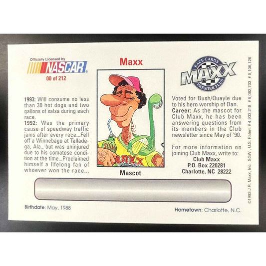 1993 Maxx NASCAR #00 Mascot