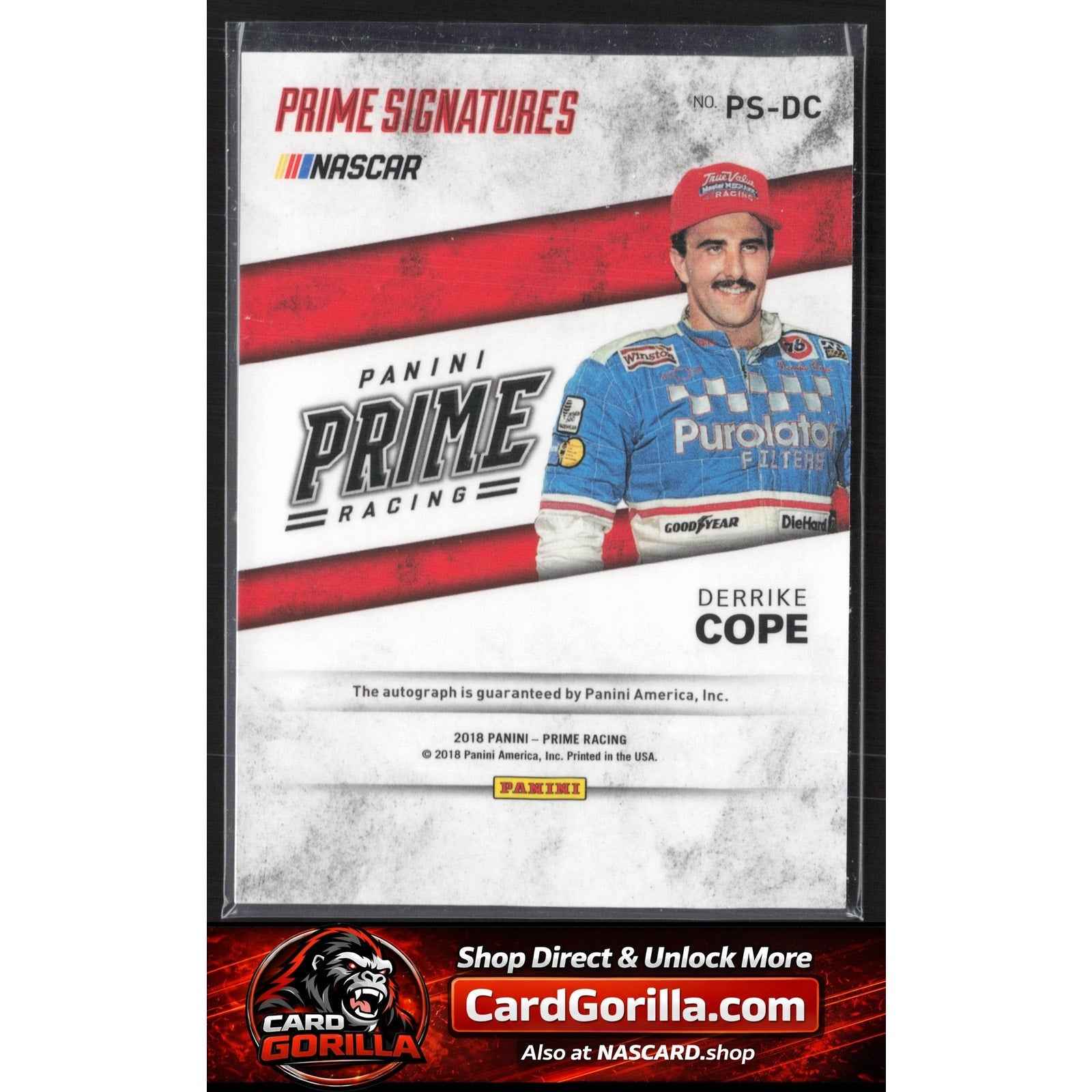 2018 Panini Prime #PS-DC Derrike Cope Prime Signatures Holo Gold #/25