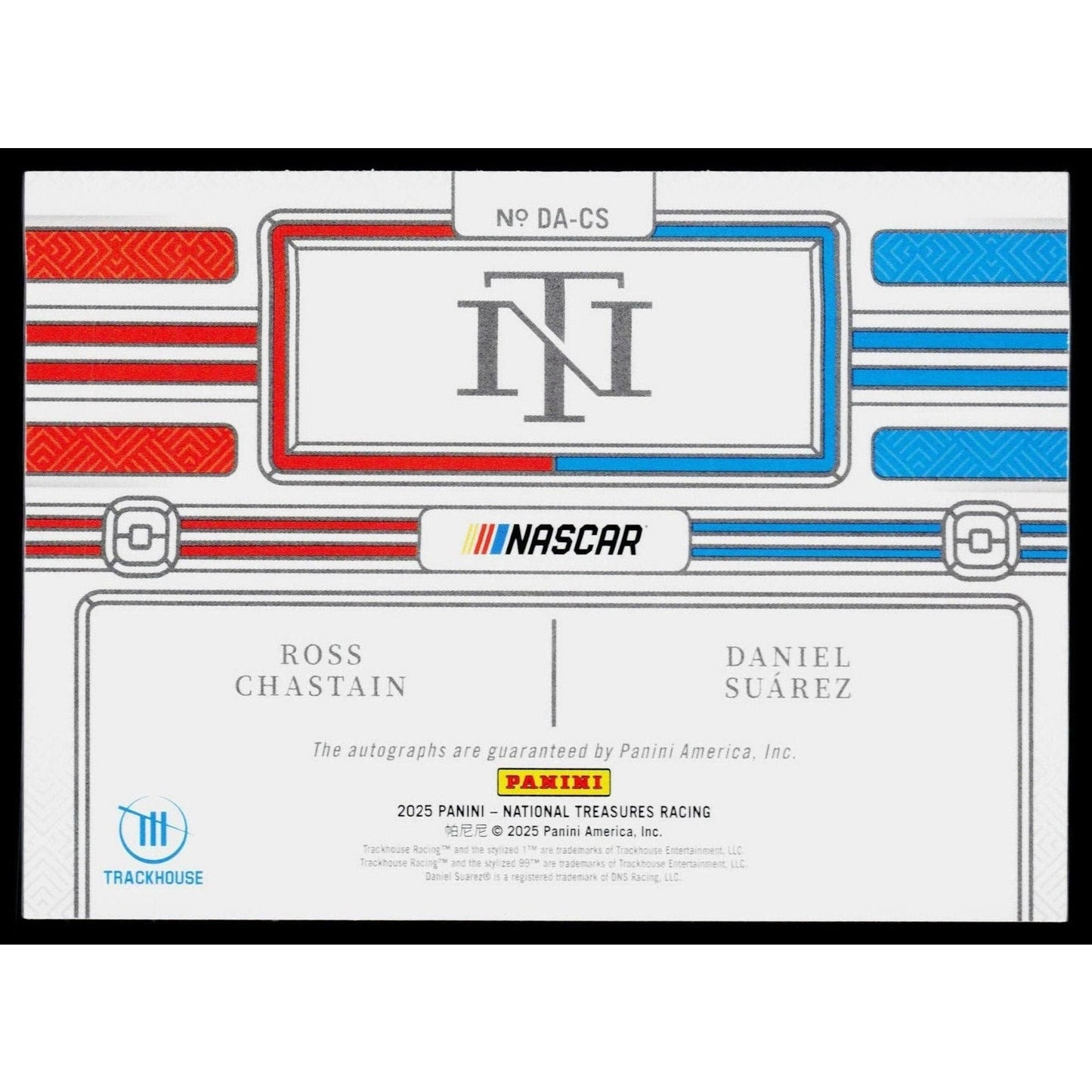 2025 Panini National Treasures Ross Chastain/Daniel Suarez Dual Autographs #/35