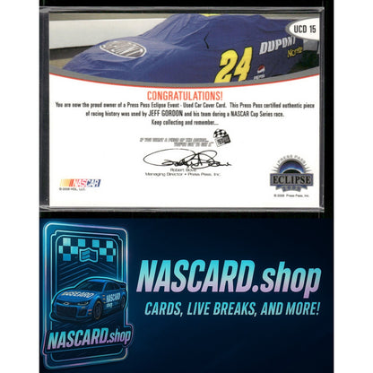 2008 Press Pass Eclipse #UCD 15 Jeff Gordon Under Cover Drivers NASCAR #24/150 - Card Gorilla