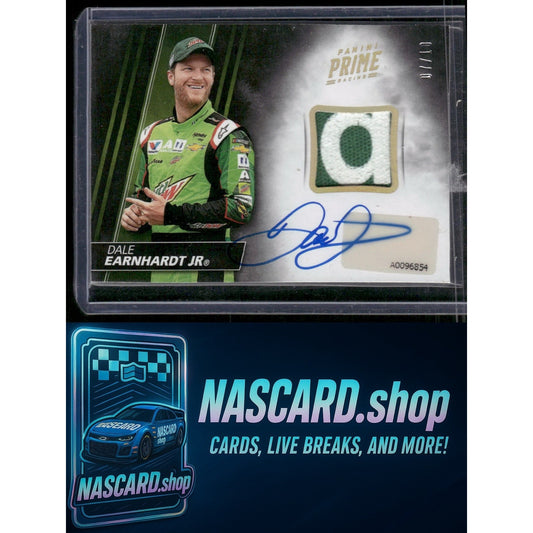 2018 Panini Prime #AM-JR Dale Earnhardt Jr Autograph Materials Holo Gold #/10 - Card Gorilla