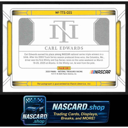 2025 National Treasures Carl Edwards Triple Threat Signers Holo Silver #/25