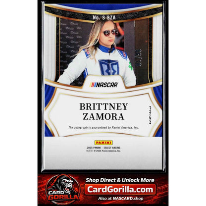 2025 Panini Select #S-BZA Brittney Zamora Signatures Gold Prizms #/10