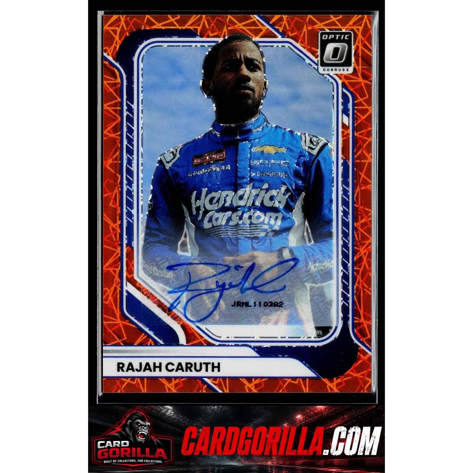2026 Donruss #32 Rajah Caruth Optic Signatures Orange Velocity
