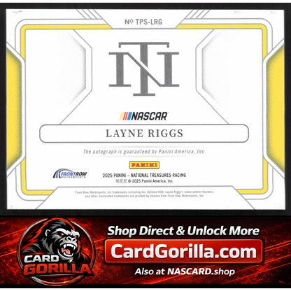 2025 Panini National Treasures #TPS-LRG Layne Riggs Track Pass Signatures #/99