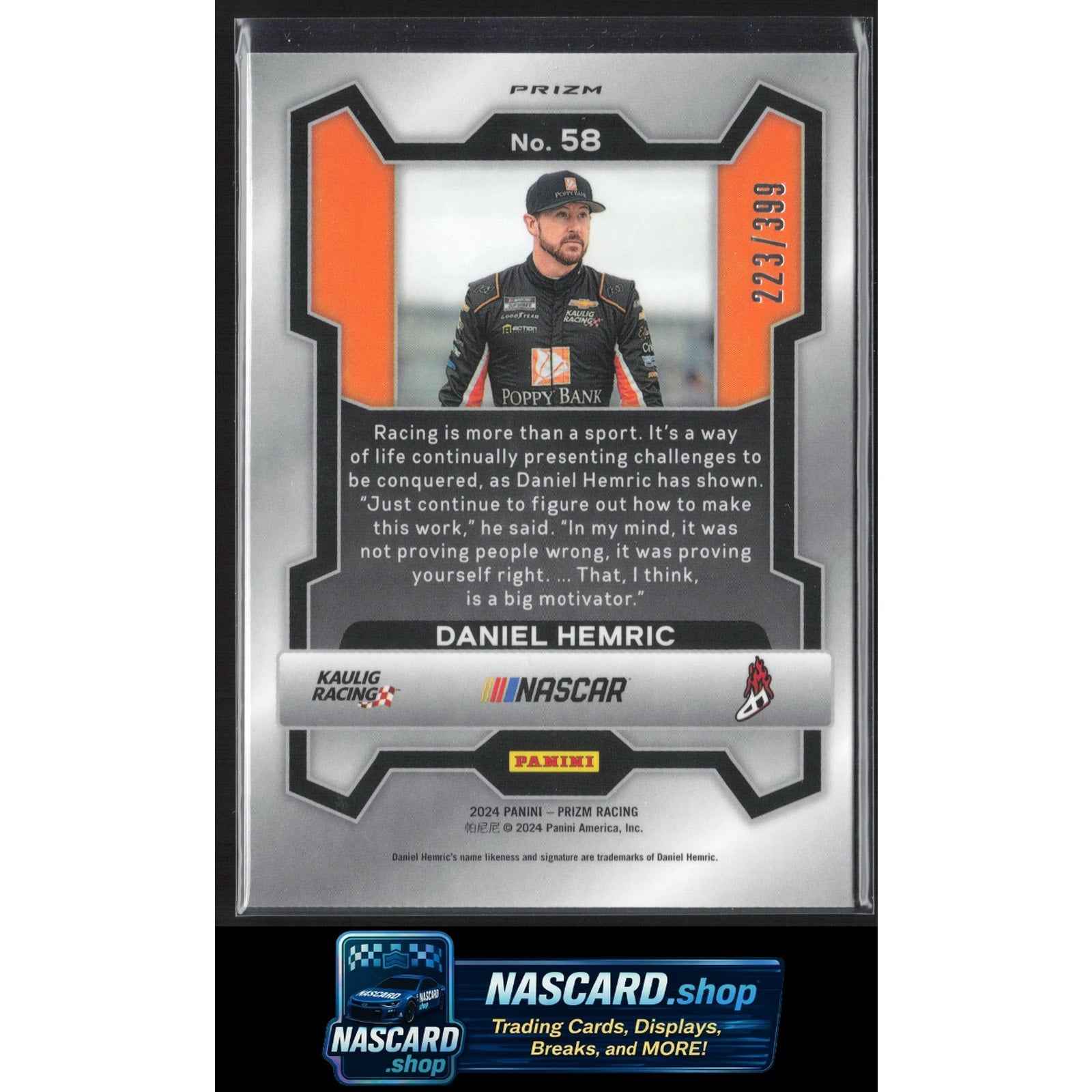 2024 Panini Prizm #58 Daniel Hemric Pulsar #/399