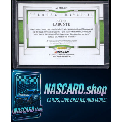 2024 National Treasures Bobby Labonte Colossal Material Auto Holo Silver #/25 - NASCARD.shop