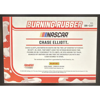 2026 Panini Donruss NASCAR Chase Elliott #2 Burning Rubber Materials Red /99