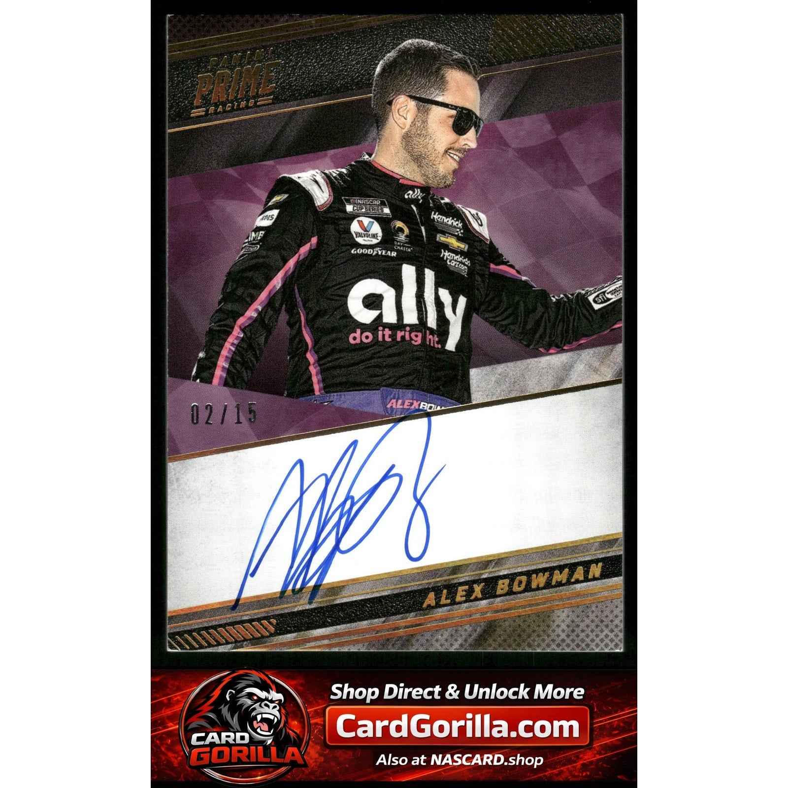 2023 Panini Prime #PS-ABO Alex Bowman Prime Signatures Holo Gold #/15