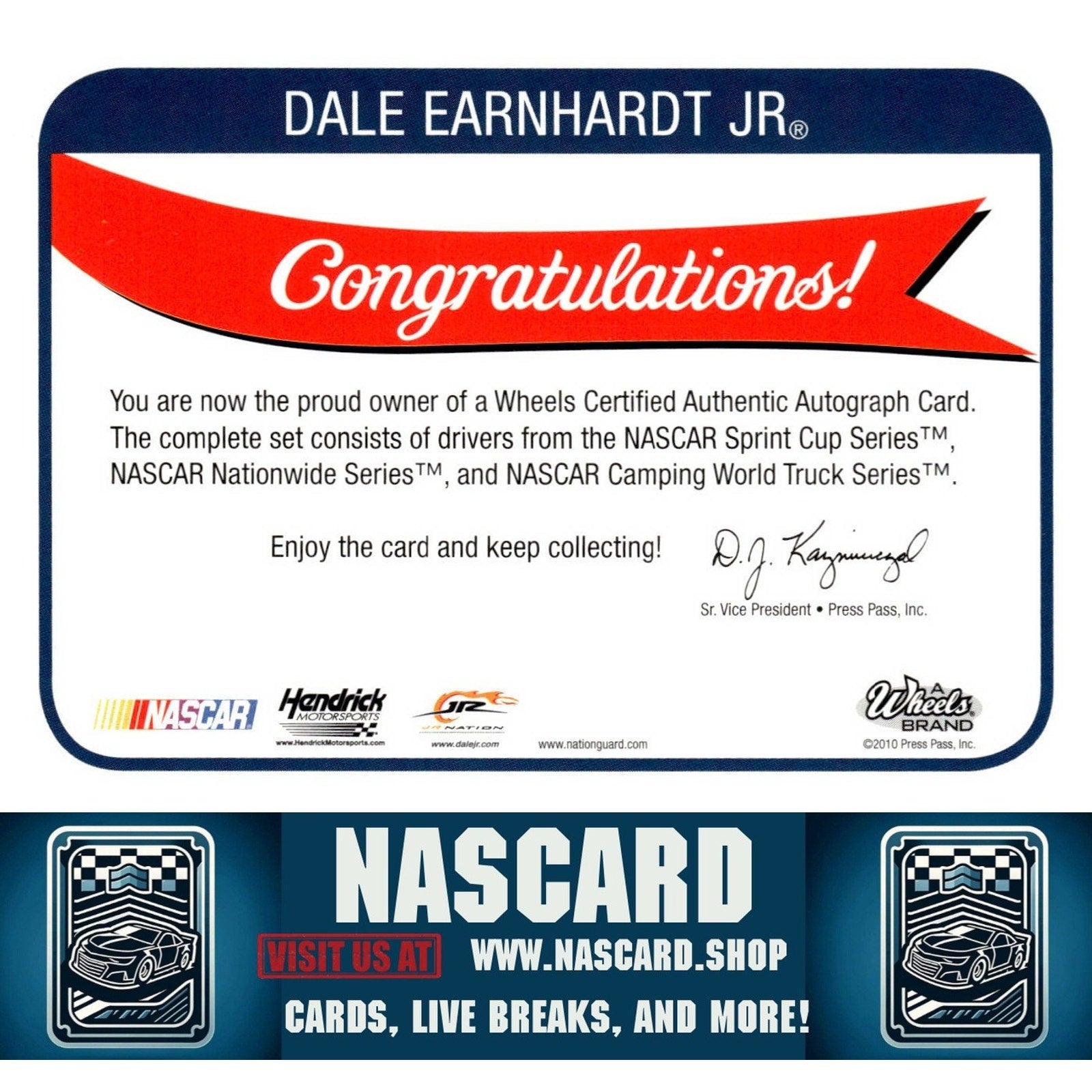 2011 Wheels Element Dale Earnhardt Jr. Autographs Gold #/10 - NASCARD.shop