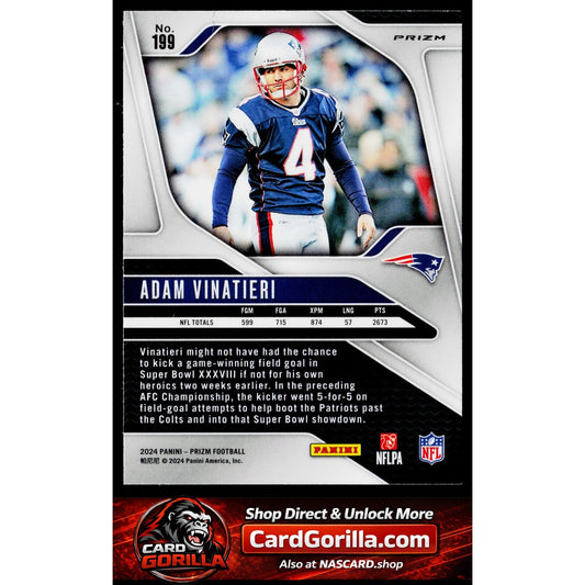 2024 Panini Prizm #199 Adam Vinatieri Red White and Blue