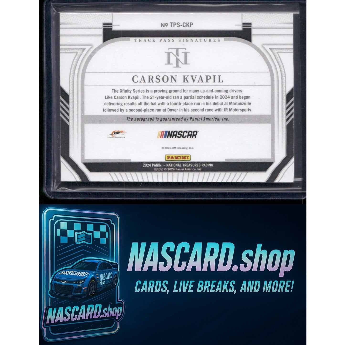2024 National Treasures Carson Kvapil Track Pass Signatures Holo Silver #/25 RC - Card Gorilla