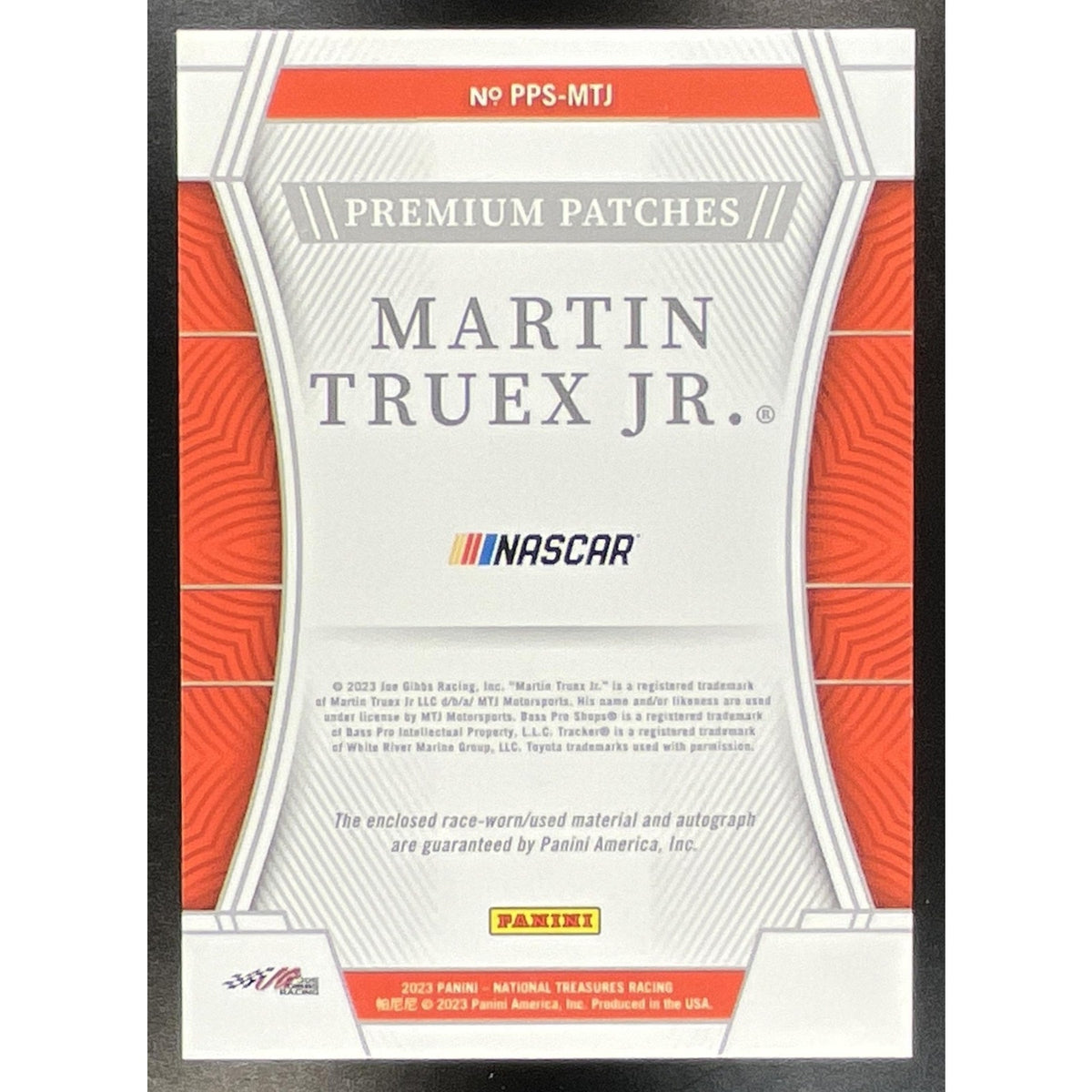 2023 National Treasures Martin Truex Jr Premium Patches Stars Stripes Silver /25