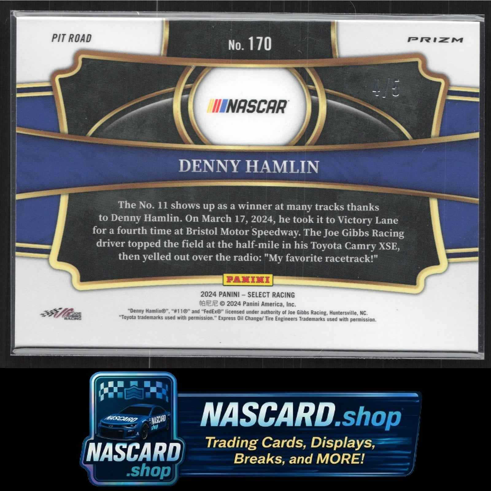 2024 Panini Select #170 Denny Hamlin Green Prizms #/5