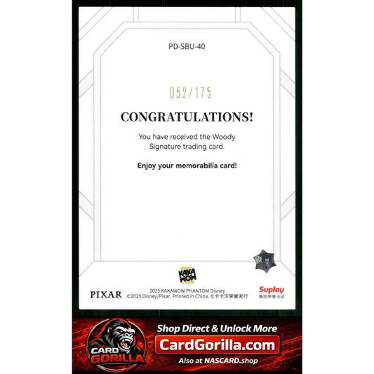 2025 Kakawow Phantom Disney #PD-SBU-40 Woody Signature Blue #/175