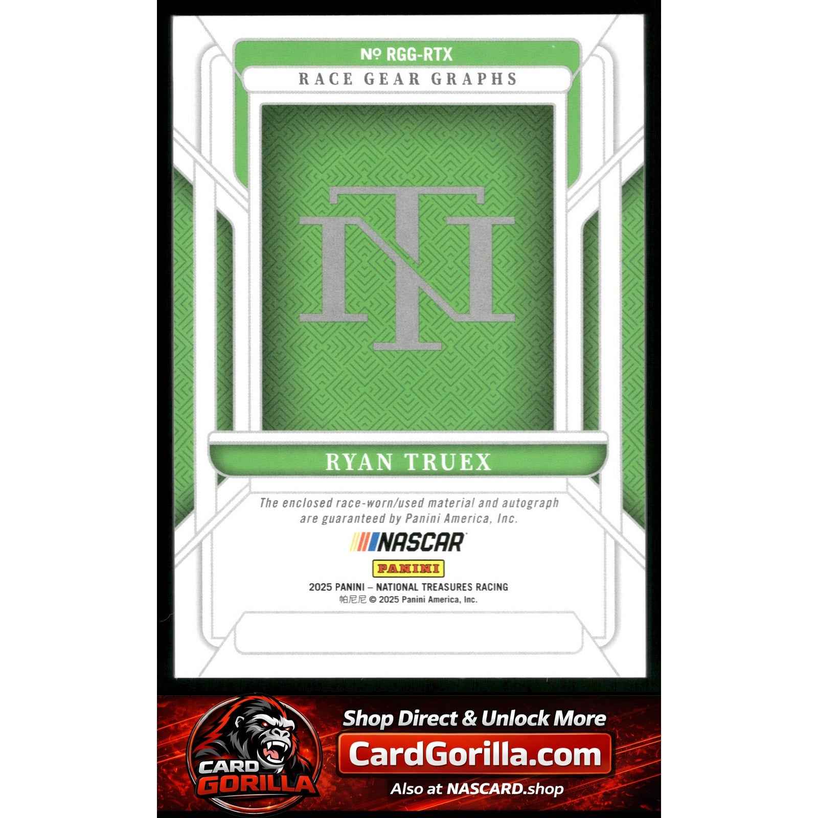 2025 Panini National Treasures #RGG-RTX Ryan Truex Race Gear Graphs #/75