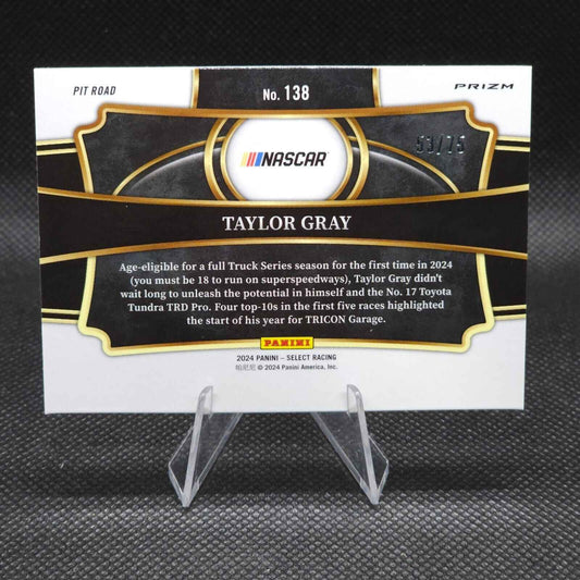 2024 Panini Select Racing Pit Road Purple Prizm #138 Taylor Gray 53/75 - NASCARD.shop