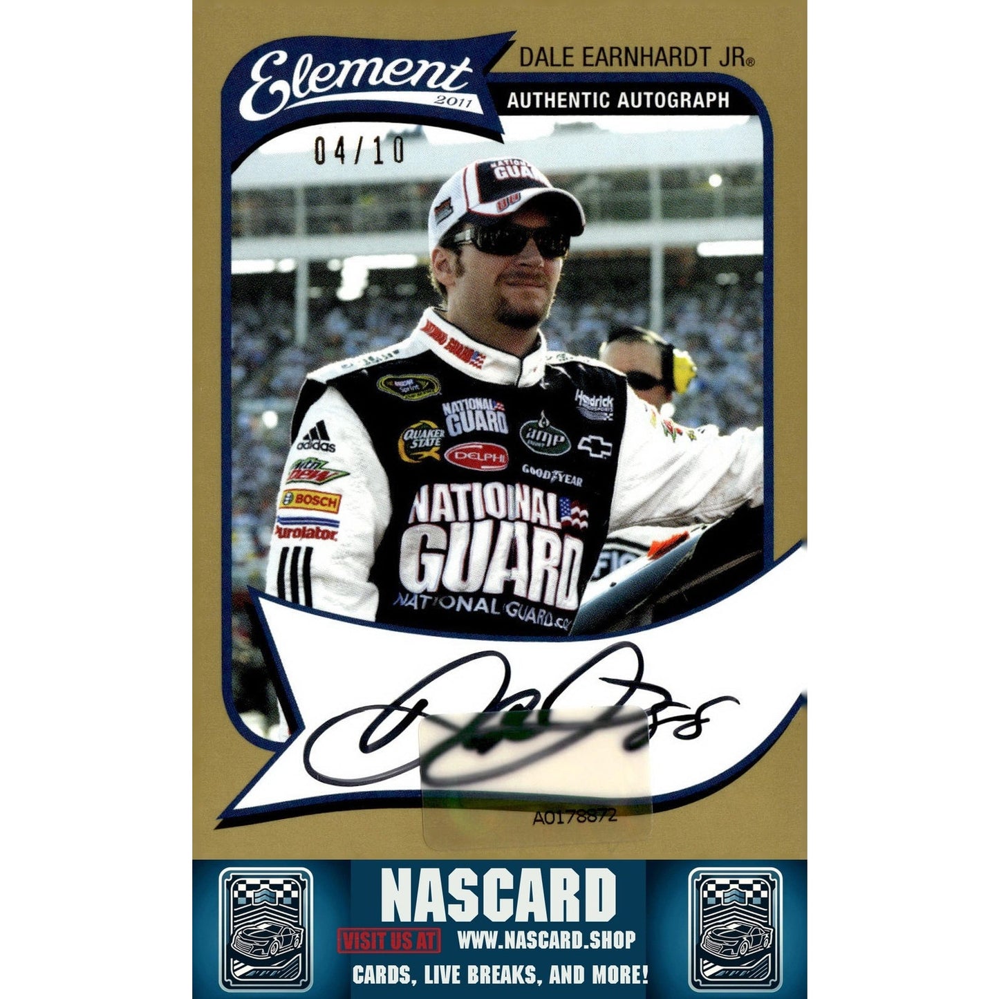 2011 Wheels Element Dale Earnhardt Jr. Autographs Gold #/10 - NASCARD.shop