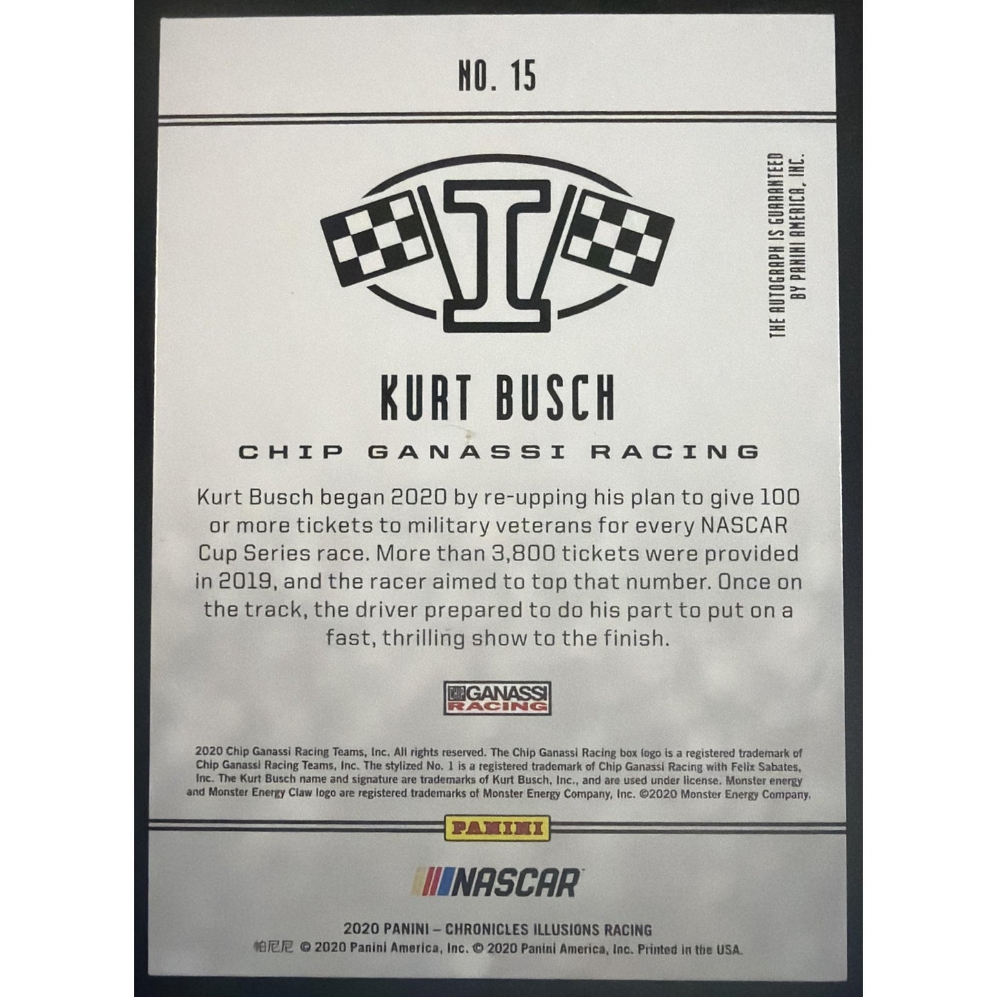 2020 Panini Chronicles Kurt Busch #15 Illusions Auto Gold 8/10