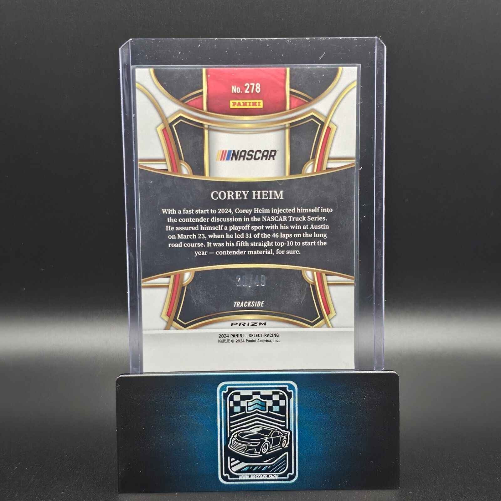 2024 Panini Select - Trackside Black and Blue Prizm #278 Corey Heim /49 - NASCARD.shop