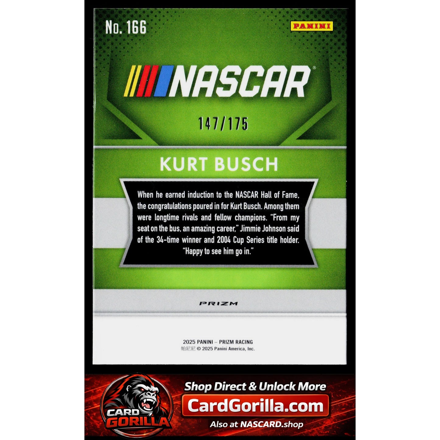2025 Panini Prizm #166 Kurt Busch Red Power #/175