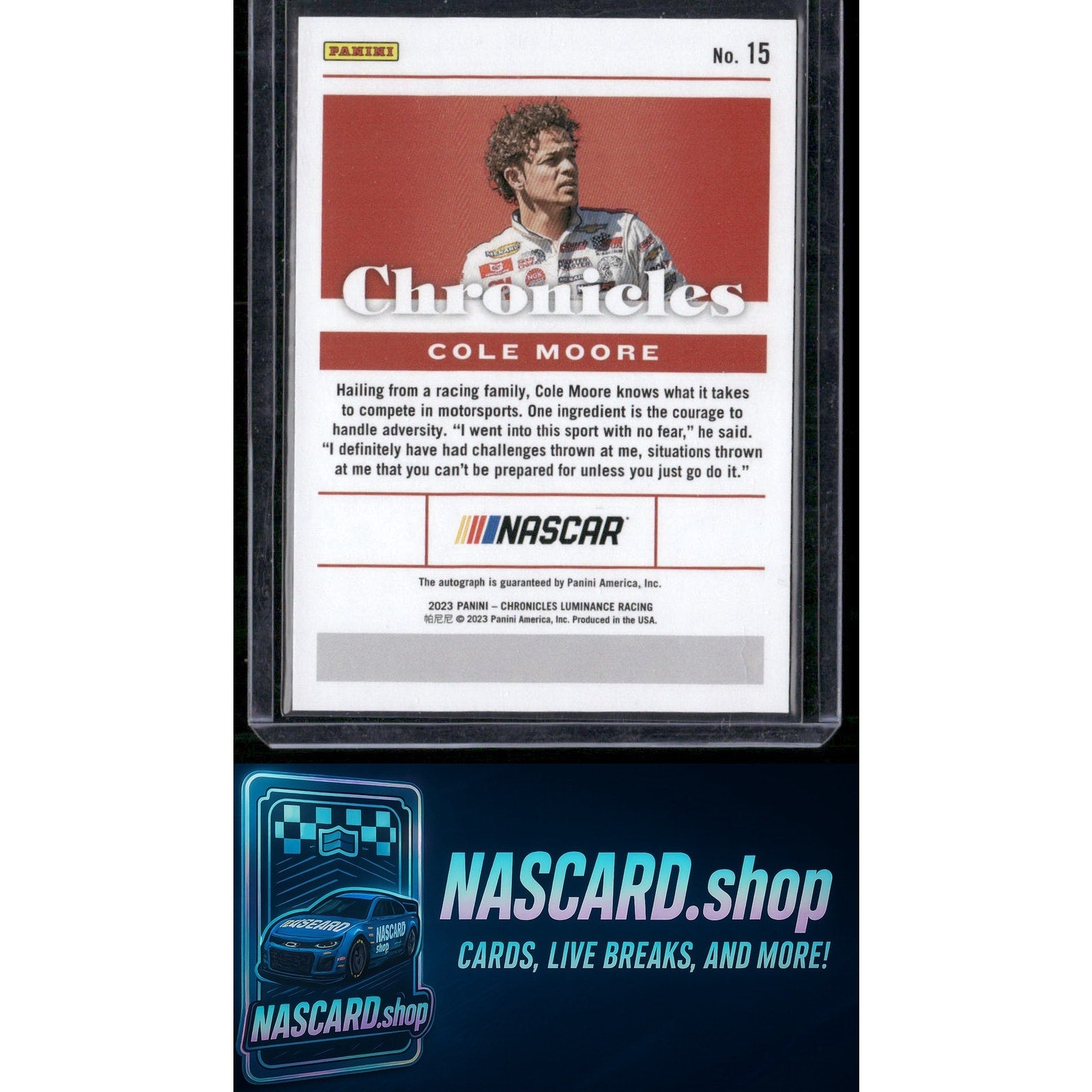 2023 Panini Chronicles #15 Cole Moore Chronicles Autographs - NASCARD.shop