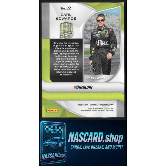 2020 Panini Chronicles #22 Carl Edwards Spectra Emerald Pulsar #1/5